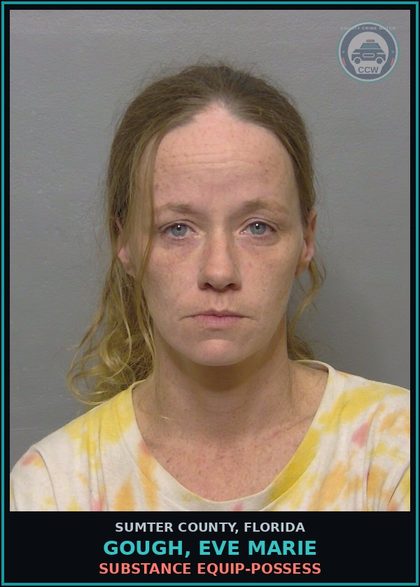CCW arrest card for GOUGH, EVE MARIE in Sumter County: DRUG EQUIP-POSSESS