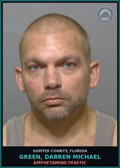 CCW arrest card for GREEN, DARREN MICHAEL in Sumter County: AMPHETAMINE-TRAFFIC