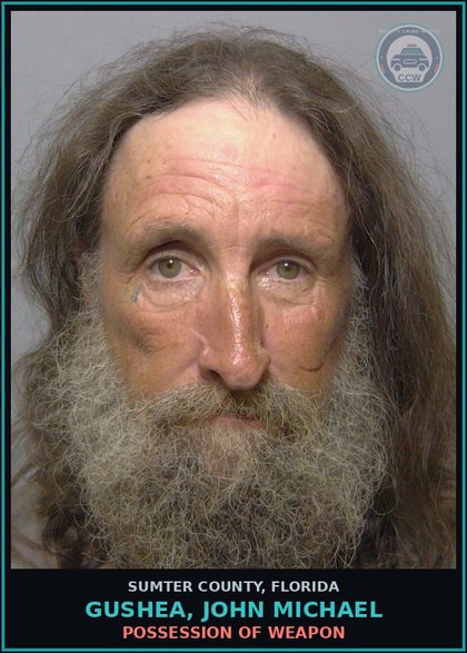 CCW arrest card for GUSHEA, JOHN MICHAEL in Sumter County: POSSESSION OF WEAPON