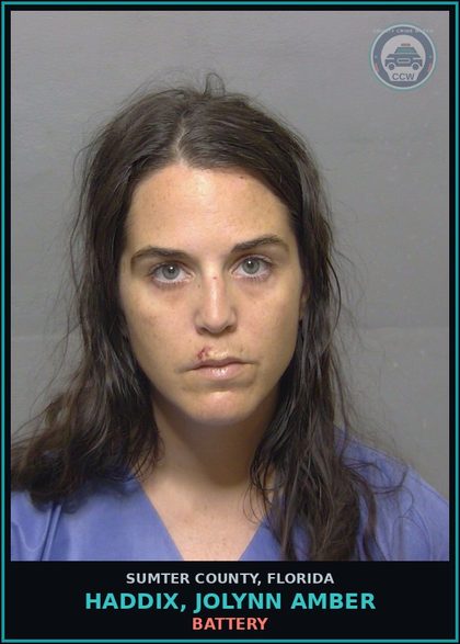 CCW arrest card for HADDIX, JOLYNN AMBER in Sumter County: BATTERY