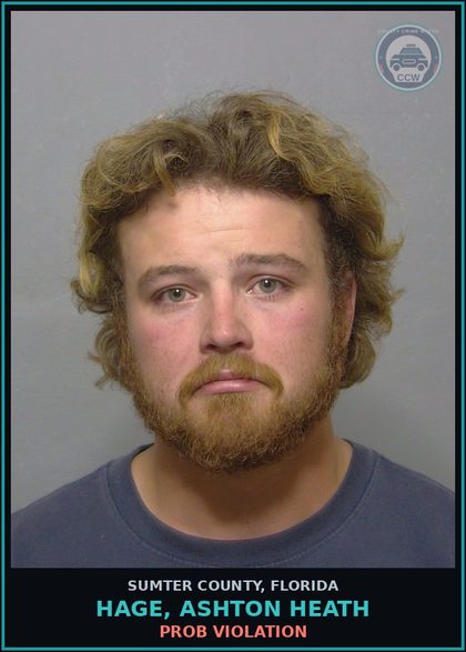 CCW arrest card for HAGE, ASHTON HEATH in Sumter County: PROB VIOLATION