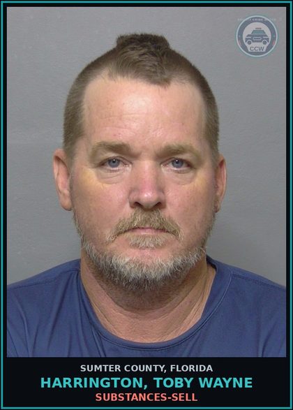 CCW arrest card for HARRINGTON, TOBY WAYNE in Sumter County: DRUGS-SELL