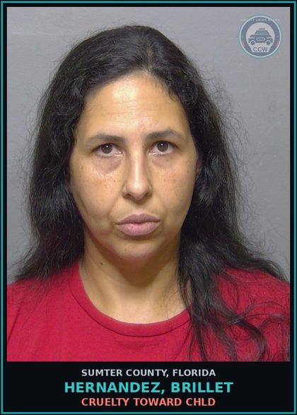 CCW arrest card for HERNANDEZ, BRILLET in Sumter County: CRUELTY TOWARD chld