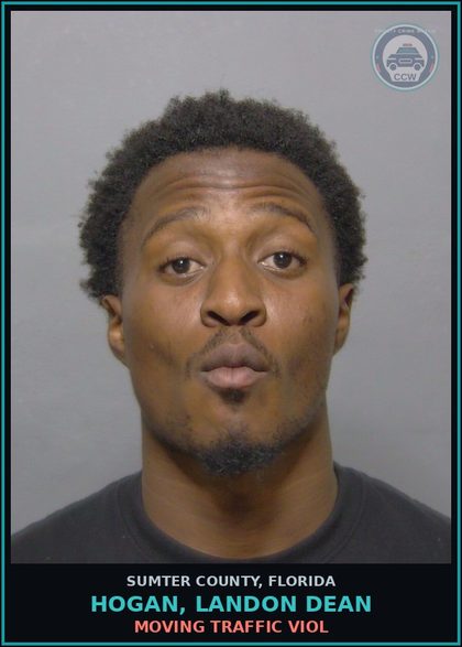 CCW arrest card for HOGAN, LANDON DEAN in Sumter County: MOVING TRAFFIC VIOL
