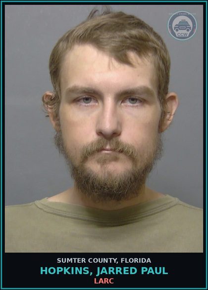 CCW arrest card for HOPKINS, JARRED PAUL in Sumter County: LARC