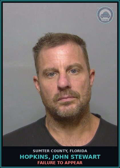 CCW arrest card for HOPKINS, JOHN STEWART in Sumter County: FAILURE TO APPEAR