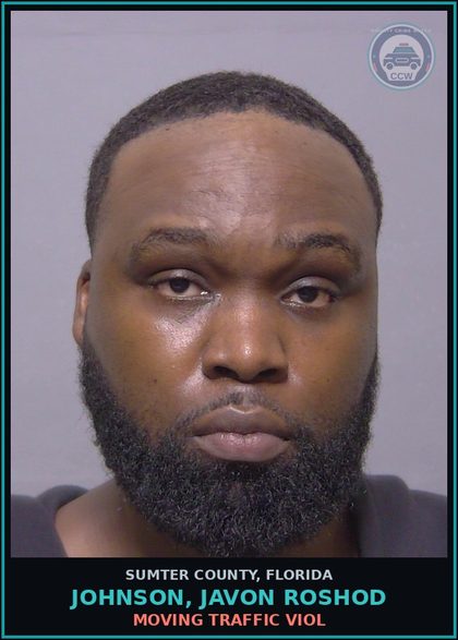 CCW arrest card for JOHNSON, JAVON ROSHOD in Sumter County: MOVING TRAFFIC VIOL
