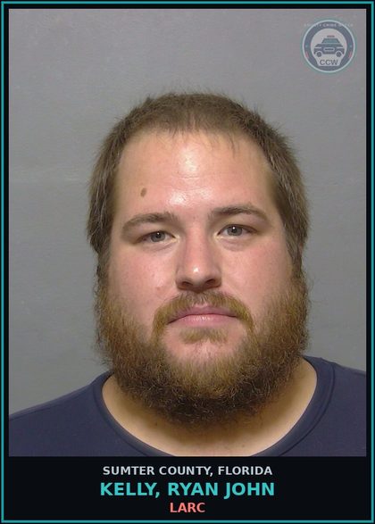 CCW arrest card for KELLY, RYAN JOHN in Sumter County: LARC