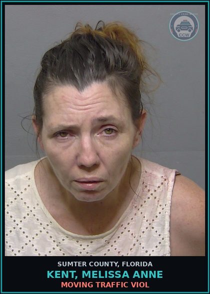 CCW arrest card for KENT, MELISSA ANNE in Sumter County: MOVING TRAFFIC VIOL