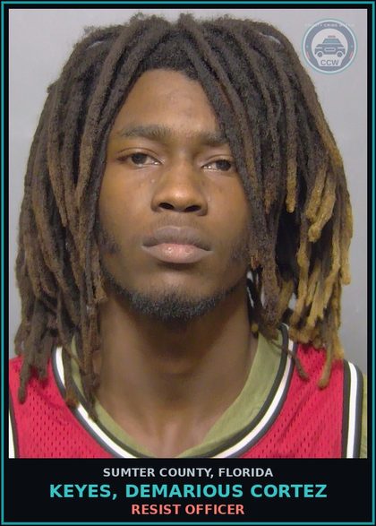 CCW arrest card for KEYES, DEMARIOUS CORTEZ in Sumter County: RESIST OFFICER