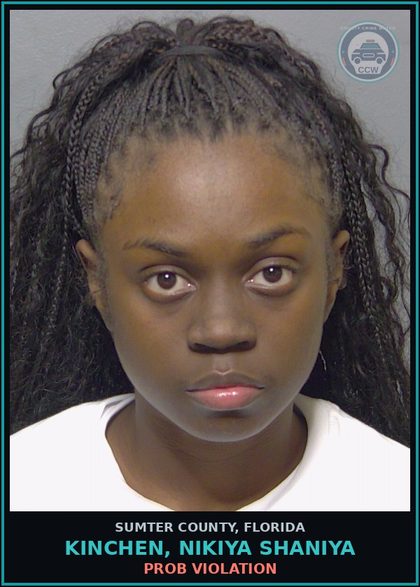 CCW arrest card for KINCHEN, NIKIYA SHANIYA in Sumter County: PROB VIOLATION