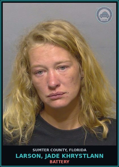 CCW arrest card for LARSON, JADE KHRYSTLANN in Sumter County: BATTERY