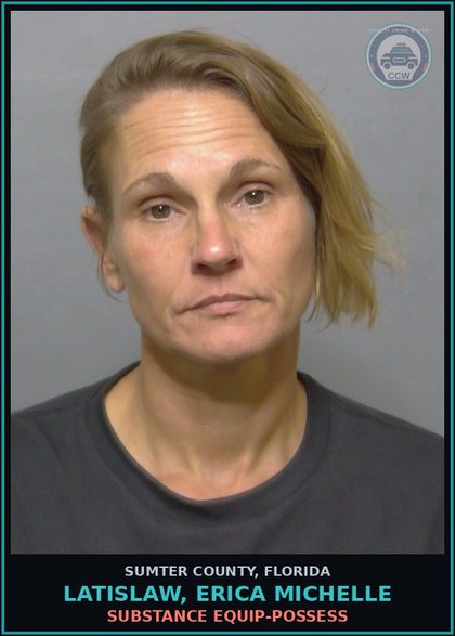 CCW arrest card for LATISLAW, ERICA MICHELLE in Sumter County: DRUG EQUIP-POSSESS