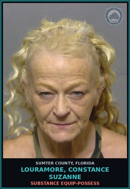 CCW arrest card for LOURAMORE, CONSTANCE SUZANNE in Sumter County: DRUG EQUIP-POSSESS