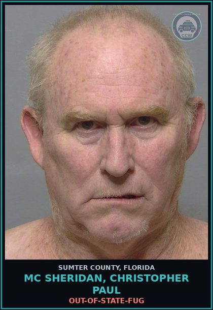 CCW arrest card for MC SHERIDAN, CHRISTOPHER PAUL in Sumter County: OUT-OF-STATE-FUG