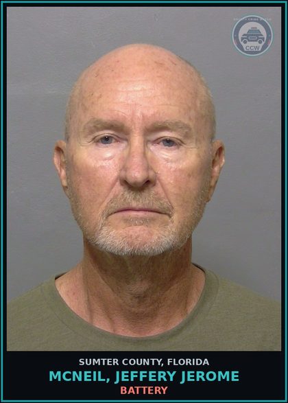 CCW arrest card for MCNEIL, JEFFERY JEROME in Sumter County: BATTERY