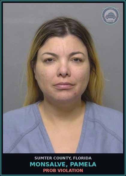 CCW arrest card for MONSALVE, PAMELA in Sumter County: PROB VIOLATION
