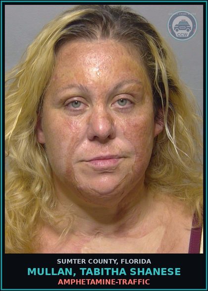 CCW arrest card for MULLAN, TABITHA SHANESE in Sumter County: AMPHETAMINE-TRAFFIC