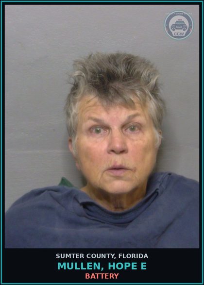 CCW arrest card for MULLEN, HOPE E in Sumter County: BATTERY