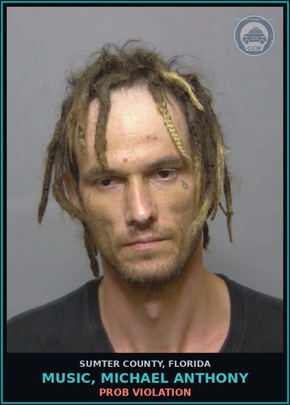CCW arrest card for MUSIC, MICHAEL ANTHONY in Sumter County: PROB VIOLATION