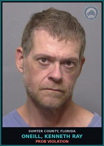 CCW arrest card for ONEILL, KENNETH RAY in Sumter County: PROB VIOLATION