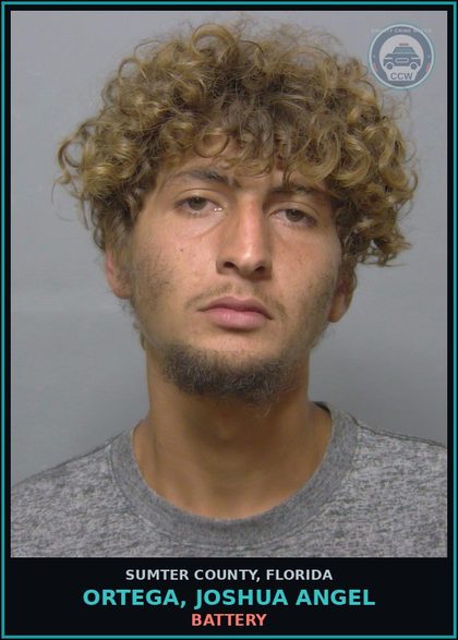 CCW arrest card for ORTEGA, JOSHUA ANGEL in Sumter County: BATTERY
