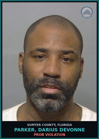 CCW arrest card for PARKER, DARIUS DEVONNE in Sumter County: PROB VIOLATION
