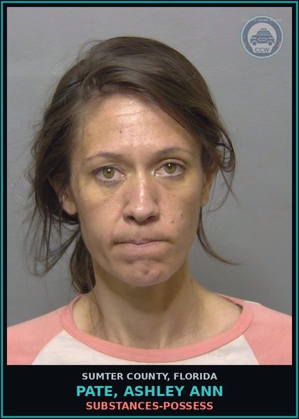CCW arrest card for PATE, ASHLEY ANN in Sumter County: DRUGS-POSSESS