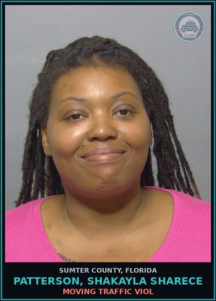 CCW arrest card for PATTERSON, SHAKAYLA SHARECE in Sumter County: MOVING TRAFFIC VIOL