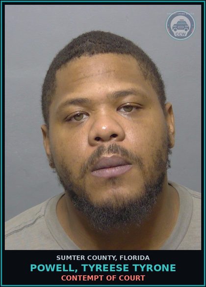 CCW arrest card for POWELL, TYREESE TYRONE in Sumter County: CONTEMPT OF COURT
