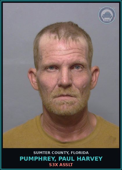 CCW arrest card for PUMPHREY, PAUL HARVEY in Sumter County: s3x ASSLT