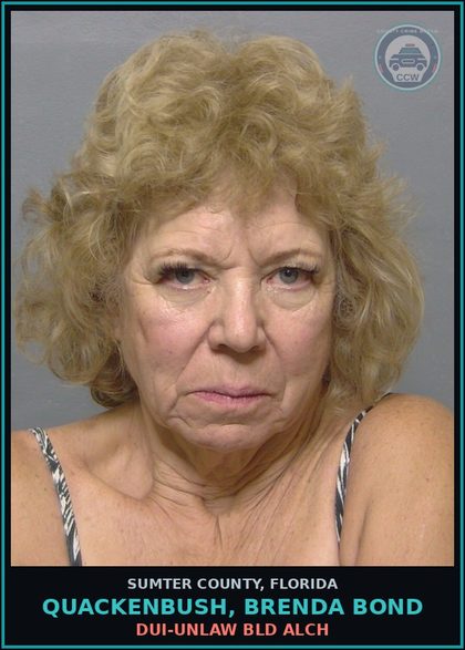 CCW arrest card for QUACKENBUSH, BRENDA BOND in Sumter County: DUI-UNLAW BLD ALCH
