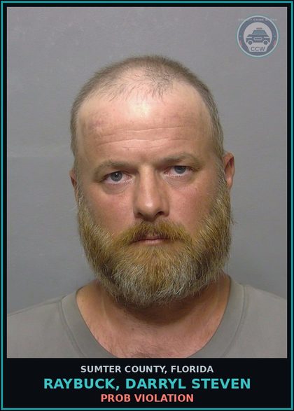 CCW arrest card for RAYBUCK, DARRYL STEVEN in Sumter County: PROB VIOLATION