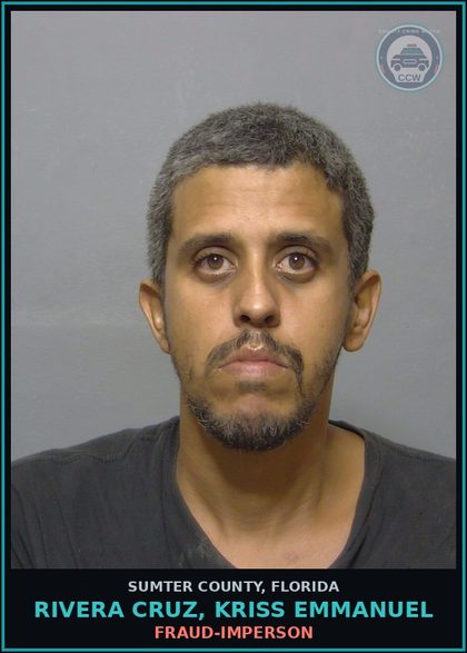 CCW arrest card for RIVERA CRUZ, KRISS EMMANUEL in Sumter County: DRUGS-POSSESS