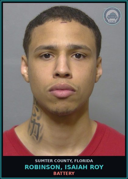 CCW arrest card for ROBINSON, ISAIAH ROY in Sumter County: OBSTRUCTING JUSTICE
