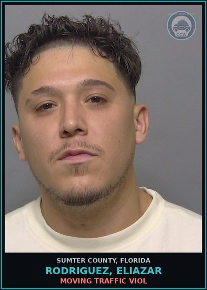 CCW arrest card for RODRIGUEZ, ELIAZAR in Sumter County: MOVING TRAFFIC VIOL