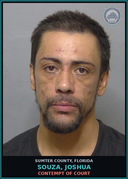 CCW arrest card for SOUZA, JOSHUA in Sumter County: CONTEMPT OF COURT