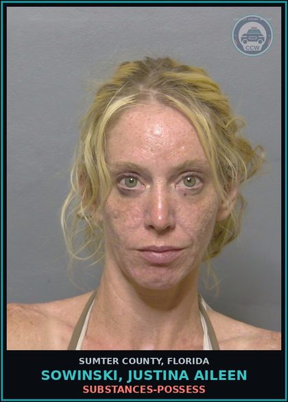 CCW arrest card for SOWINSKI, JUSTINA AILEEN in Sumter County: DRUGS-POSSESS