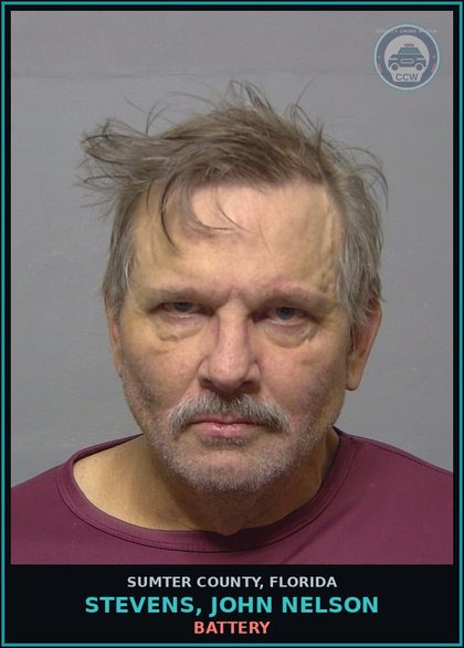 CCW arrest card for STEVENS, JOHN NELSON in Sumter County: BATTERY