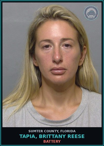 CCW arrest card for TAPIA, BRITTANY REESE in Sumter County: BATTERY