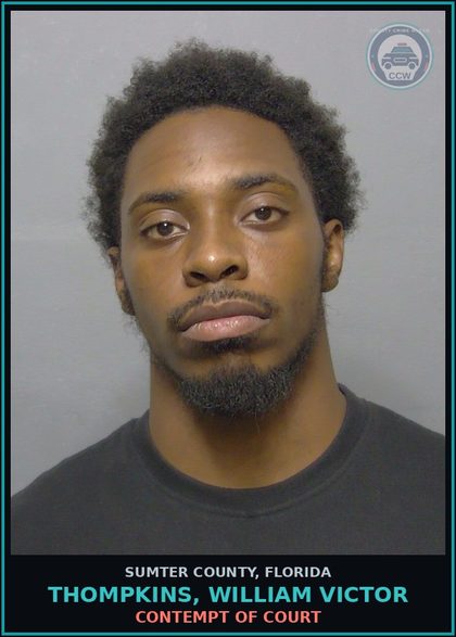 CCW arrest card for THOMPKINS, WILLIAM VICTOR in Sumter County: CONTEMPT OF COURT