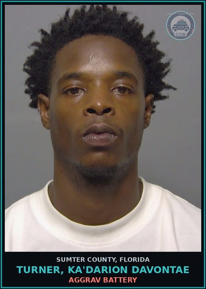 CCW arrest card for TURNER, KA'DARION DAVONTAE in Sumter County: AGGRAV BATTERY