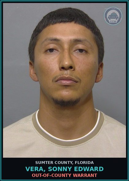CCW arrest card for VERA, SONNY EDWARD in Sumter County: OUT-OF-COUNTY WARRANT