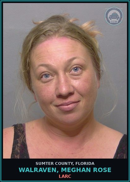 CCW arrest card for WALRAVEN, MEGHAN ROSE in Sumter County: LARC