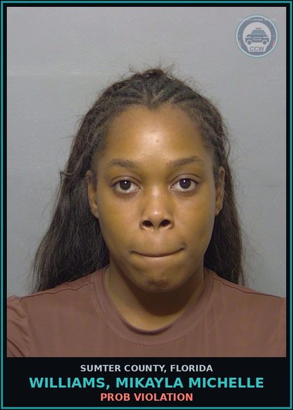 CCW arrest card for WILLIAMS, MIKAYLA MICHELLE in Sumter County: PROB VIOLATION