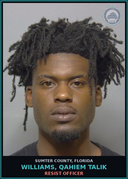 CCW arrest card for WILLIAMS, QAHIEM TALIK in Sumter County: FLEE/ELUDE POLICE