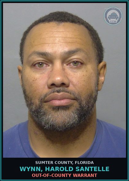 CCW arrest card for WYNN, HAROLD SANTELLE in Sumter County: OUT-OF-COUNTY WARRANT