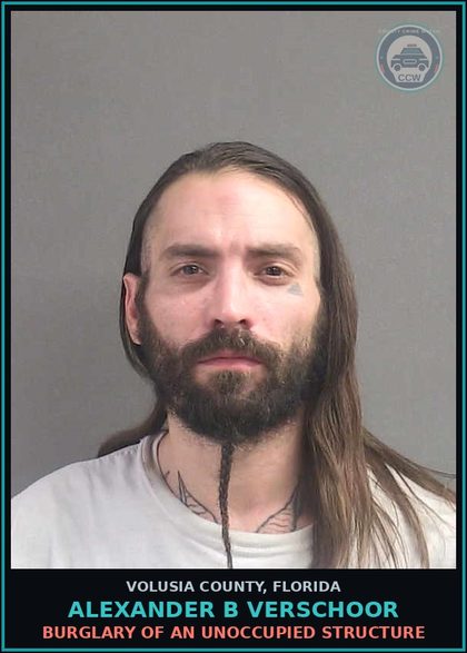 CCW arrest card for ALEXANDER B VERSCHOOR in Volusia County: BURGLARY OF AN UNOCCUPIED STRUCTURE