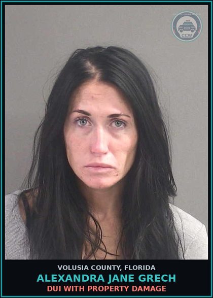 CCW arrest card for ALEXANDRA JANE GRECH in Volusia County: DUI WITH PROPERTY DAMAGE