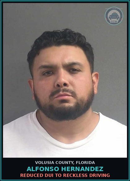 CCW arrest card for ALFONSO HERNANDEZ in Volusia County: REDUCED DUI TO RECKLESS DRIVING